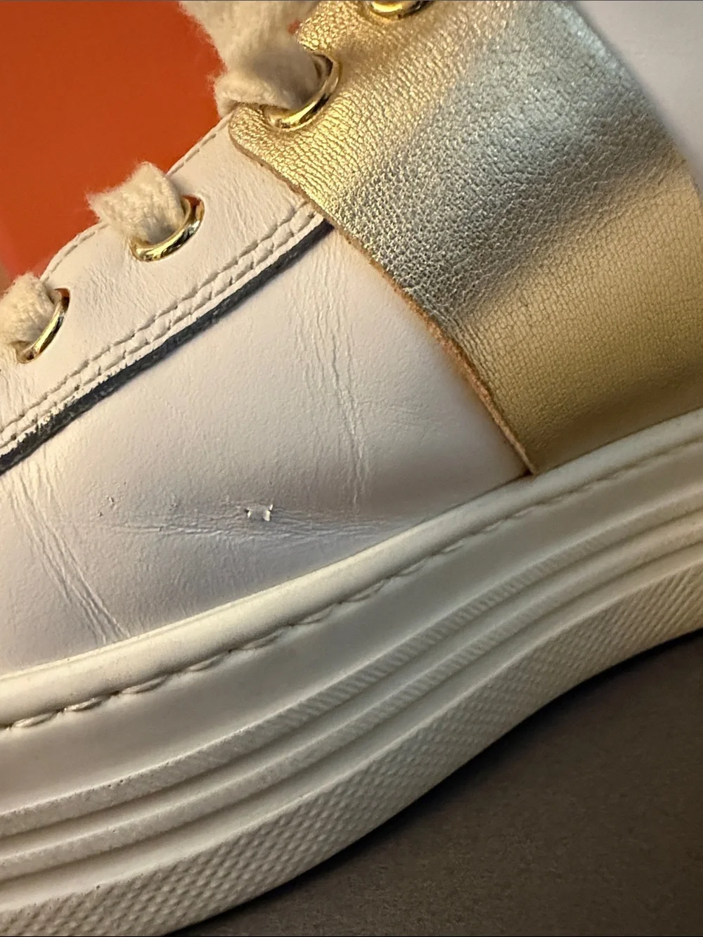 Nero Giardini White Leather Sneakers with Gold Accent